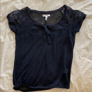 Aeropostale blouse, dark blue, mesh